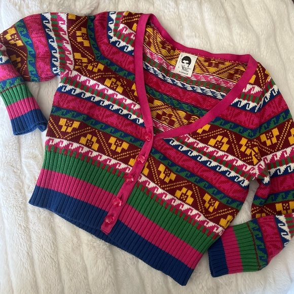 VINTAGE BETSEY JOHNSON CARDIGAN SWEATER SIZE LARGE - Picture 2 of 8